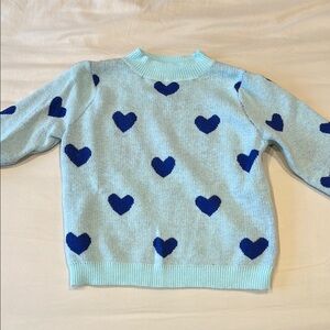 Blue Heart Pattern Sweater